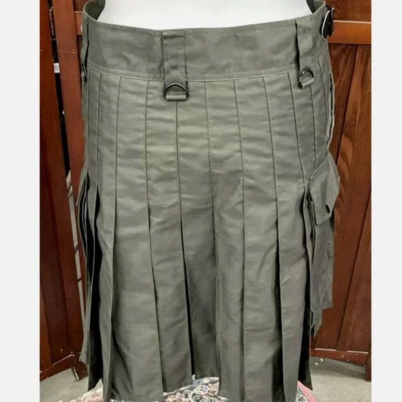 Utility Kilt Olive Drab Green Cargo Military Tactical Hiking Men Custom 36-40 XL - Picture 4 of 6